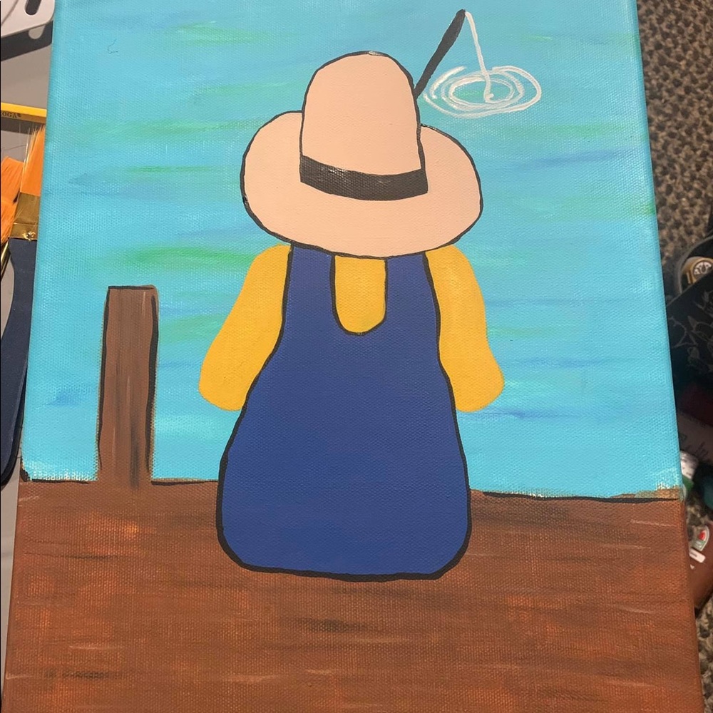 Painting of a boy fishing